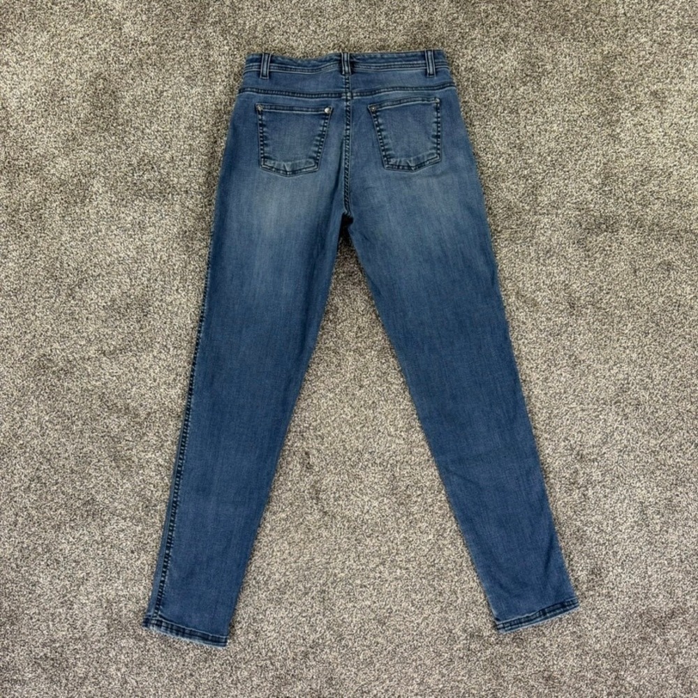 St. John Caviar Blue Straight Leg Fit Stretch Jeans Womens 6 Casual Italy Made - Picture 2 of 14